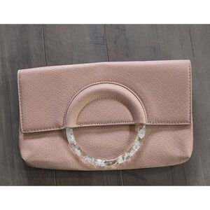 Est.1946 Rectangle Envelope Pink Snakeskin Emboss Clutch Purse W/ Acrylic Handle